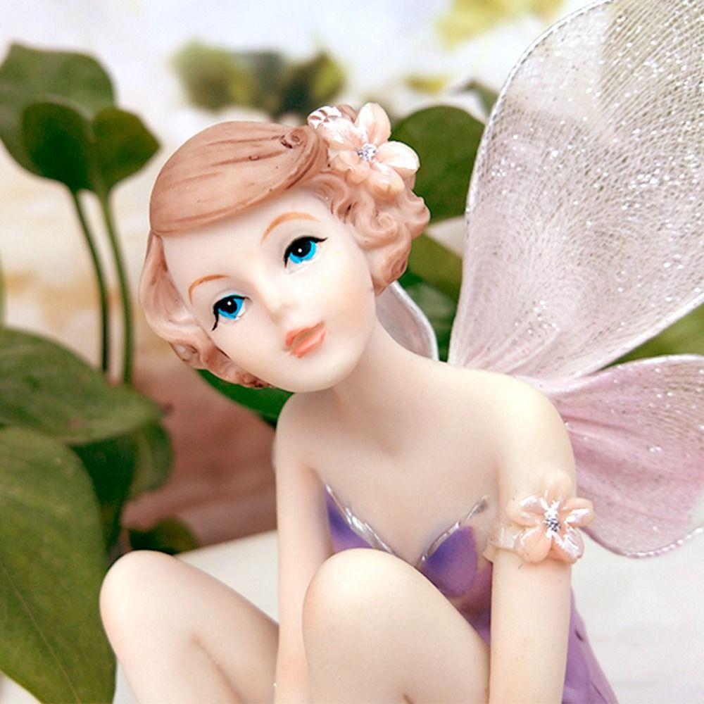 Purple Fairy Girl Miniature Winged Angel Flying Miniature Gift Flower Fairy Figurine  Desktop