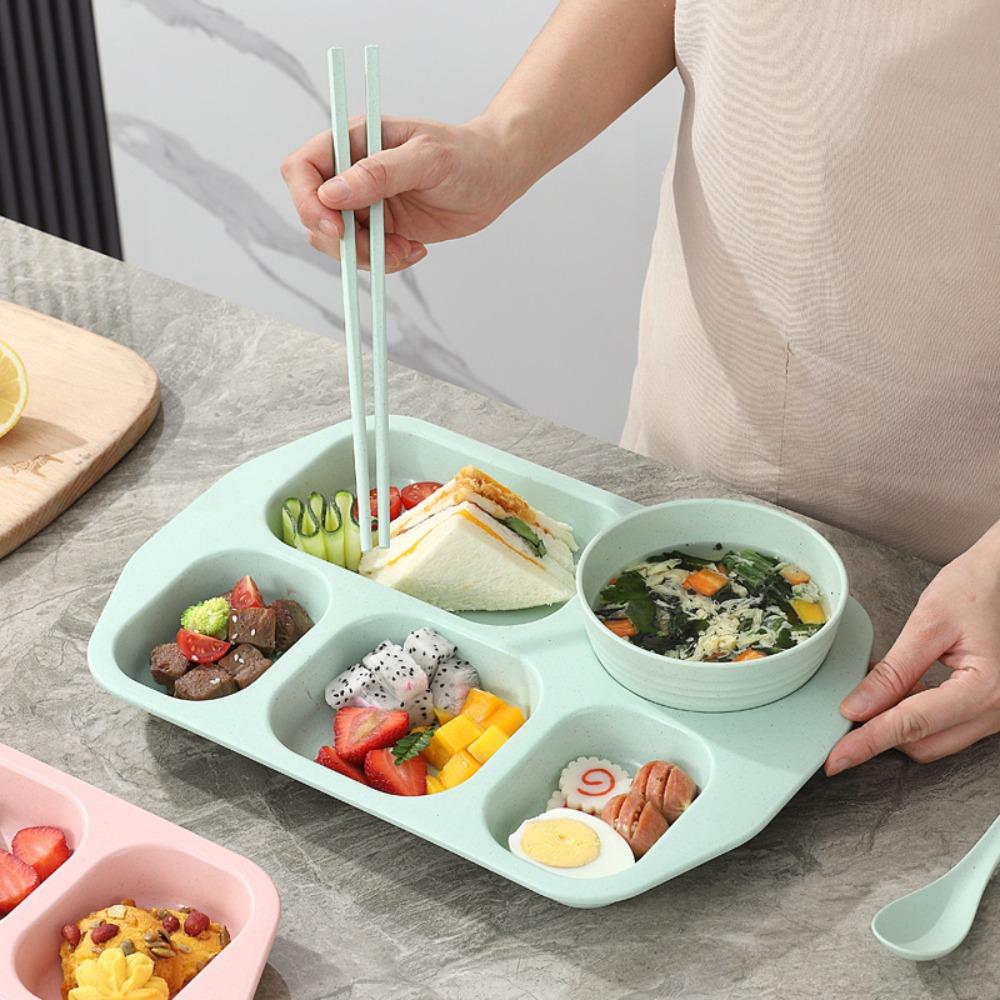 with Bowl and Tableware Fat-Loss Meal Plate Microwave-safe Divided Food Plate School