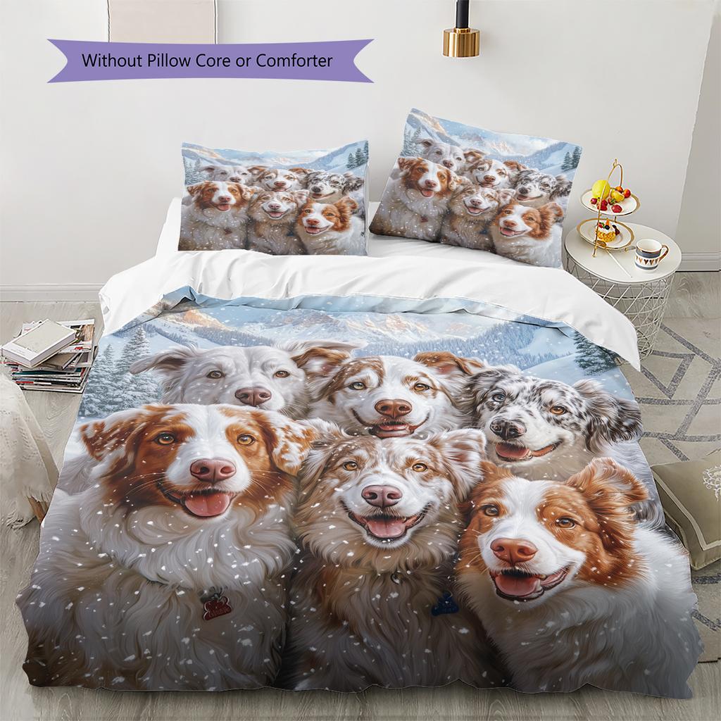 Australian Shepherd dog Pattern Bedding Home Decoration Birthday Gift (1 * duvet cover + 2 * pillowcase, without core)