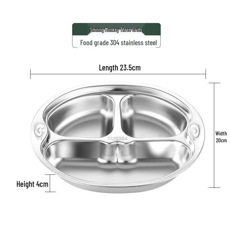 304 Stainless Steel Divided Plate for Children - Ideal for Kids, School Canteens, and Kindergarten Meals