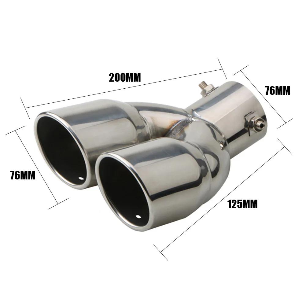Bolt-on Dual Exhaust Tip Rolled Stainless Steel Square End One Change Two Double Slant Cut Tailpipe Muffler Tip 3 inch Inlet