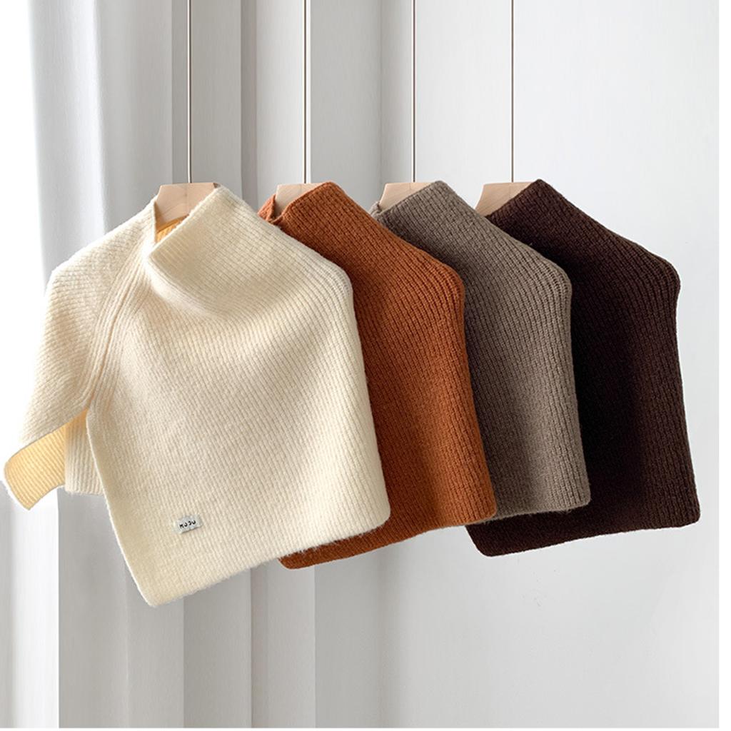 Warm Fashion Shawl Slit Turtleneck Women Winter Scarf Shoulder Wrap Thickened Solid Color Oversized Capelet Ponchos