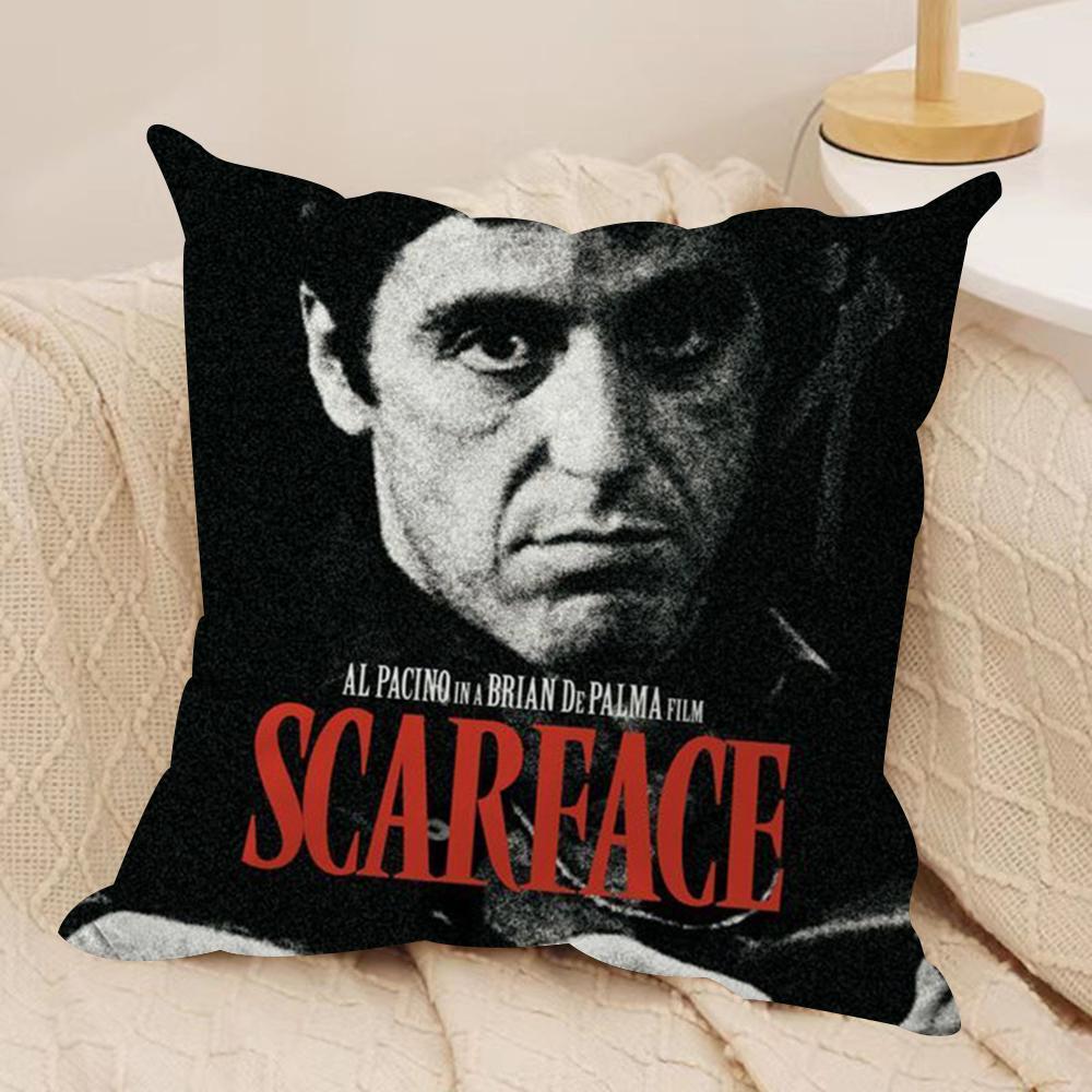 SScarface Movie Cushion Cover Silky Short Plush DoubleSided Printed Pillow Case for Sofa All Seasons Home Decor Gift