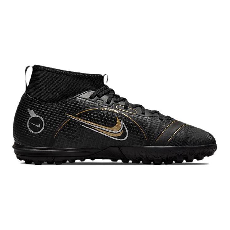 Nike Детские кроссовки Mercurial Superfly 8 Academy TF GS Black Metallic Gold DJ2864-007
