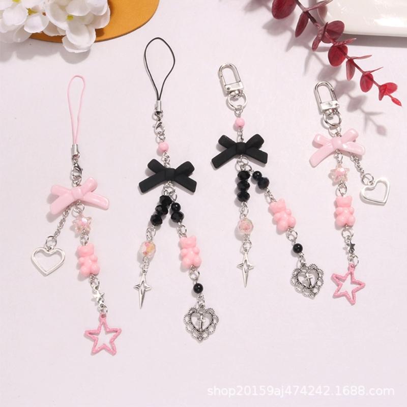Eye Catching Heart Bear Key Chain Pendant Butterfly Knot Key Rings for Phones