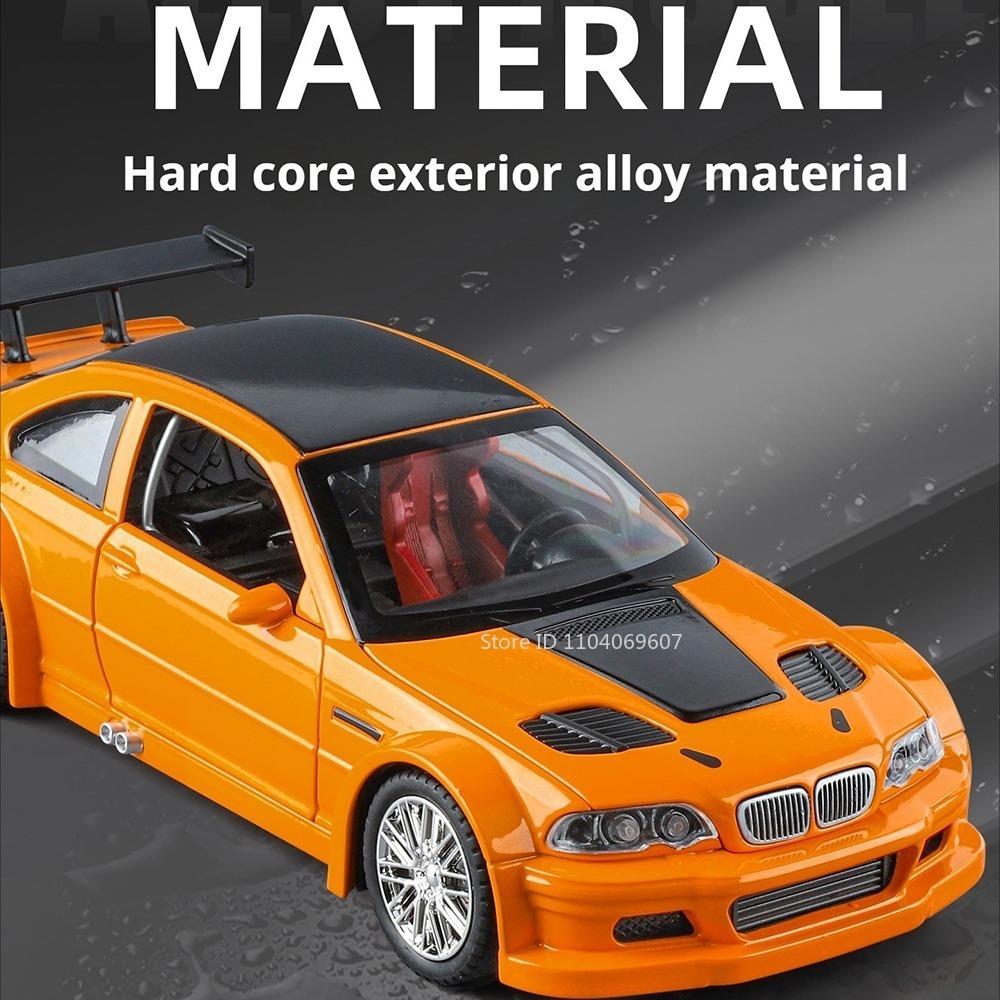 1:24 M3 GTR E46 Модель Гоночный Автомобиль Игрушки Сплав Литье под Давлением Звук Свет Двери Открываются Амортизация Оттянуть Назад Симуляция Суперкары