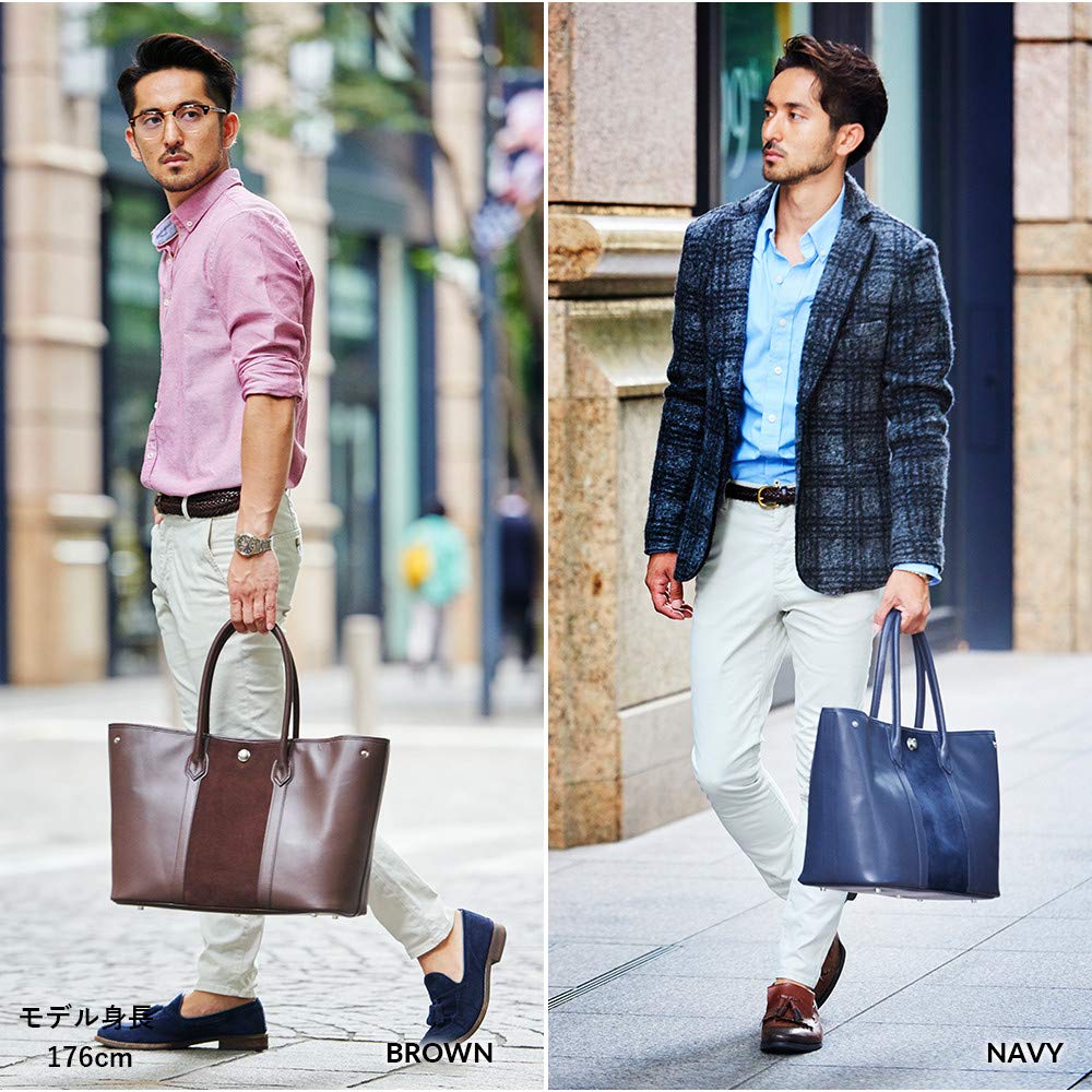 GOLDMEN Leather Tote Bag for Men and Women, GA206 (Brown)