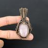 Rose Quartz Gemstone Handmade Pure Copper Wire Wrapped Pendant Jewelry For Thanksgiving
