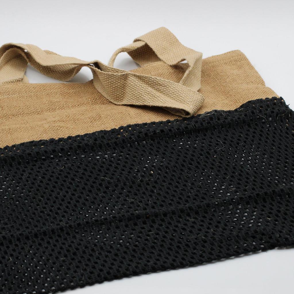 Jute Cotton Tote Bag Black