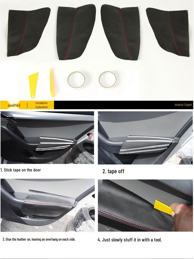 Кожаная накладка на подлокотник для Skoda New Octavia 15-19: Модификация интерьера дверной панели автомобиля