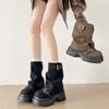 Black British Style Small Man Thick-soled Heightening Martin Boots Women's 2025 New Autumn Thin Trousers Short Boots