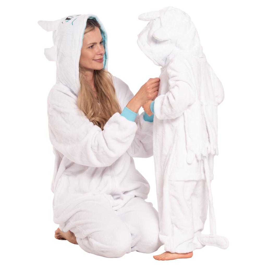 Piżama dla dzieci dziecięca kigurumi onesie strój smok szczerbatek biały 125-135