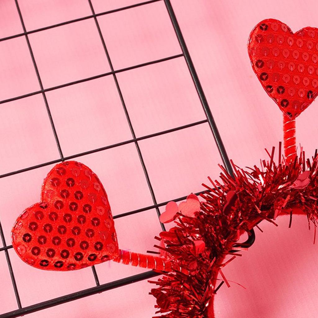 Нежная повязка на голову на День святого Валентина с сердцем, девичья повязка на голову на День святого Валентина с мишурой, женский подростковый блестящий аксессуар для волос