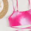 Swimsuit Women's Split Three Piece Set Tie Dye Lace Up Sexy Bikini Sets For Female Halter Drawstring Swimwear