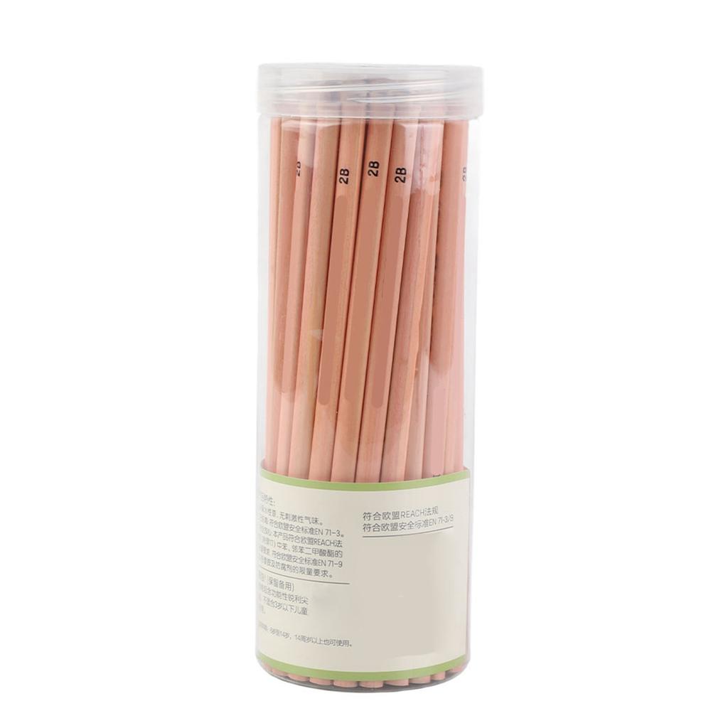 50PCS Environmental Protection Wooden HB 2B Pencil Graphite Writing Pencil(2B Triangular Rod)
