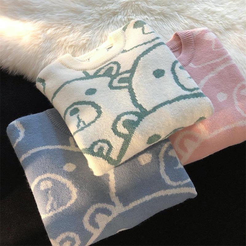 Осень-зима свитера в стиле Харадзюку женские аниме уличная одежда с длинными рукавами Готическая винтажная одежда эстетические топы в стиле каваи пуловеры