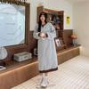 MODIQUE Spring Plus Size Women Loose Plush Thicken Patchwork Letters Print Long Dresses Female Basics Casual Cotton Long Sleeve O-Neck Dress