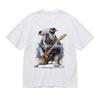 Bold Guitar and Splatter Art T-shirt  Men's Unisex White 100% Cotton Graphic Tee