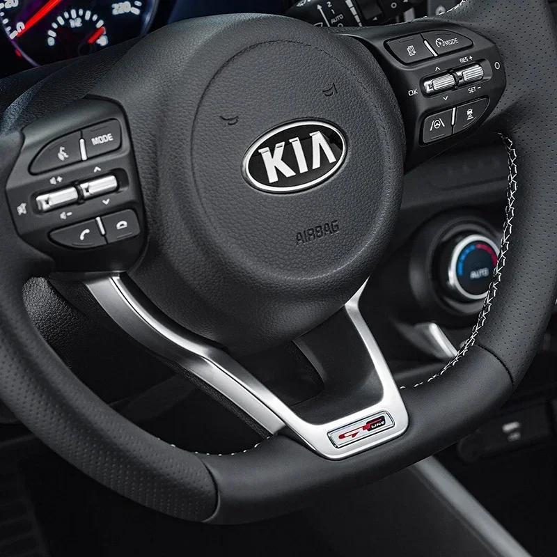 ABCDEM1 Car Steering Wheel Center Emblem Stickers Decoration For KIA EV6 Sorento Niro Stinger Ceed Carnival K5 K9 Soul Carens VQ Cadenza