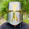 Templar Crusader Knight Helmet Medieval Great, Larp Cosplay,Handmade Steel Brass Cross Helmet, Collectible Gift