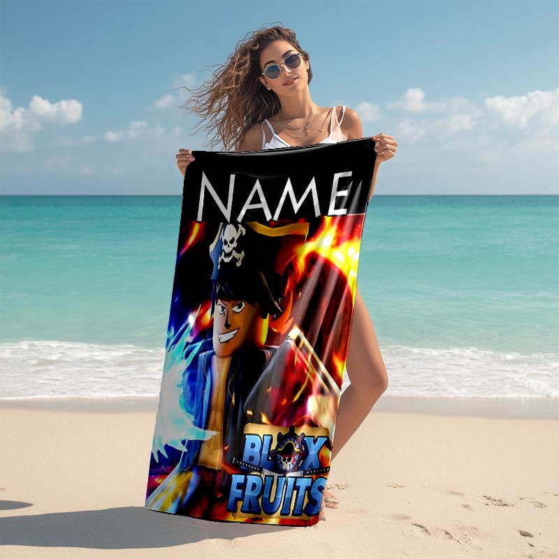 Personalized customized proof beach towel with Game Blox Fruits pattern - soft, absorbent, quick-drying, perfect swimming, camping&bathing