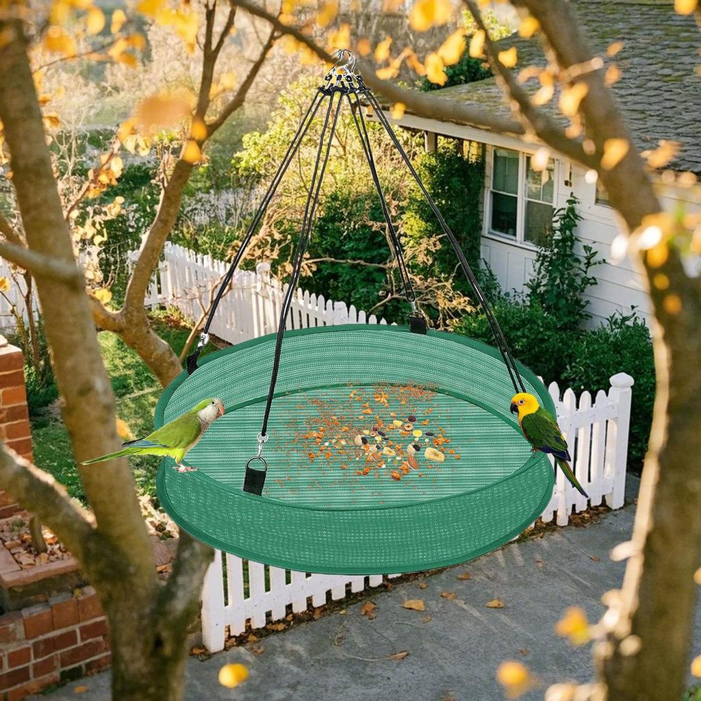 Bird Seed Catcher Tray Universal Mesh Bird Feeder Tray with Hook Hanging Bird Feeder for Outdoor Garden Lawn Patio