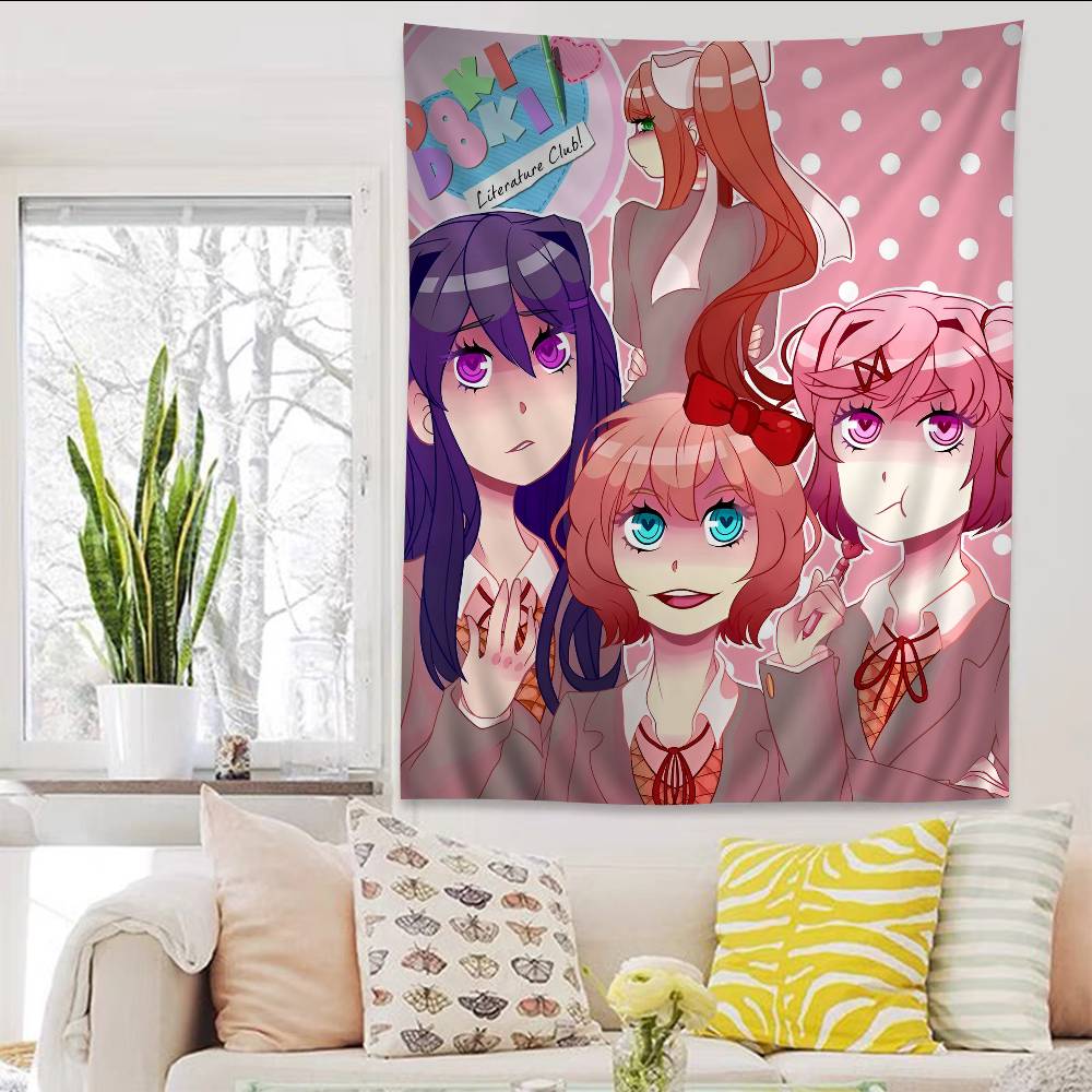 Doki DDoki LLiteratuare DIY Настенный гобелен для гостиной Домашний декор общежития Настенное искусство Декор