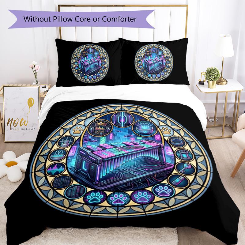 Cybernetic Music Fusion Pattern Bedding,Quilt Set Quilt Cover Pillowcase Home Birthday Gift (1 * duvet cover + 2 * pillowcase, without core)