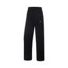 Li Ning Fitness Series Solid Color Mid Waist Comfortable Breathable Versatile Straight Leg Knitted Sports Pants Women Pants Black AKLV304-1