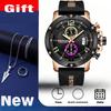 4 PCS SET BORUSE Luxury Watches & Triangle Spearhead Necklace Set Mens Quartz Waterproof Watches Business Silicone Watch