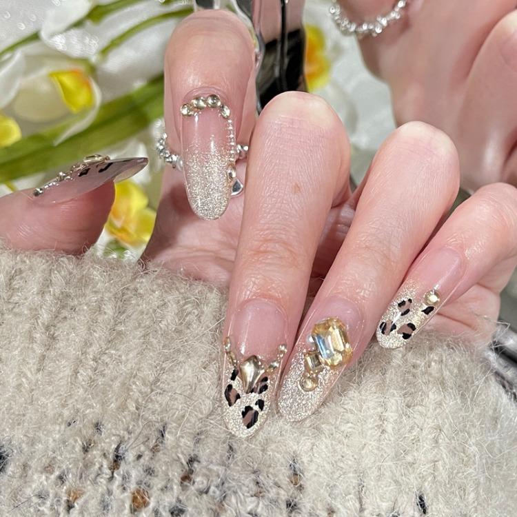 Wearing Nail Advanced Sense Spring and Summer Flash Diamond Butterfly Handmade Nail Piece Spice Girl Wearing Nail Piece
