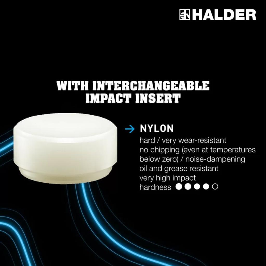 HALDER Shockless Recoilless Supercraft Hammer Steel Handle Nylon Diameter 50 (White) 3377.050