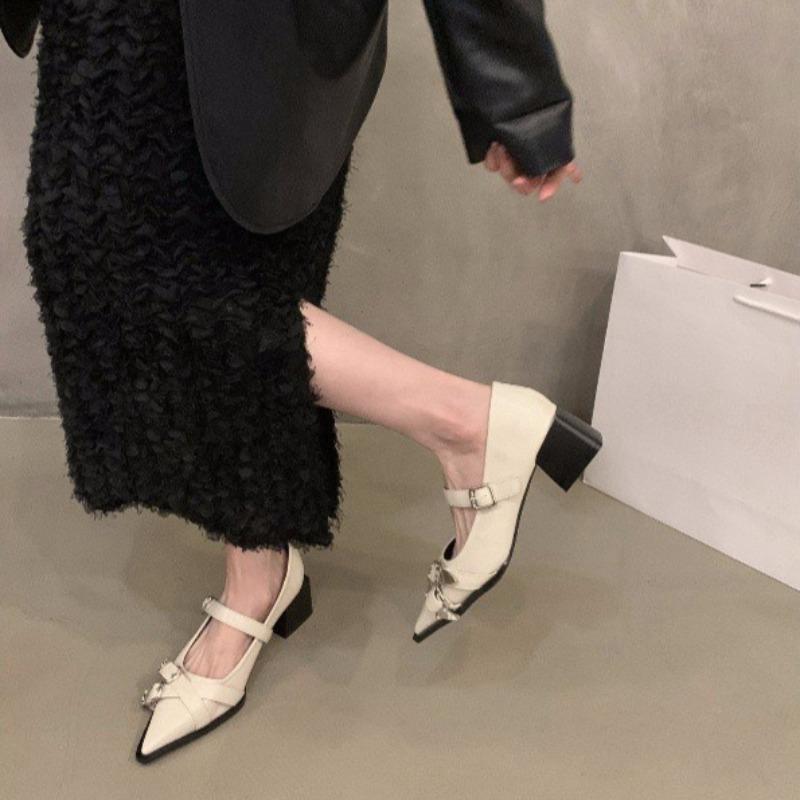 Fashion Fashion Womens Shoes Sexy Pointed Toe French Single Shoe New Leather Banquet Party Shoes for Women Mary Jane Shoes Zapatos Mujer