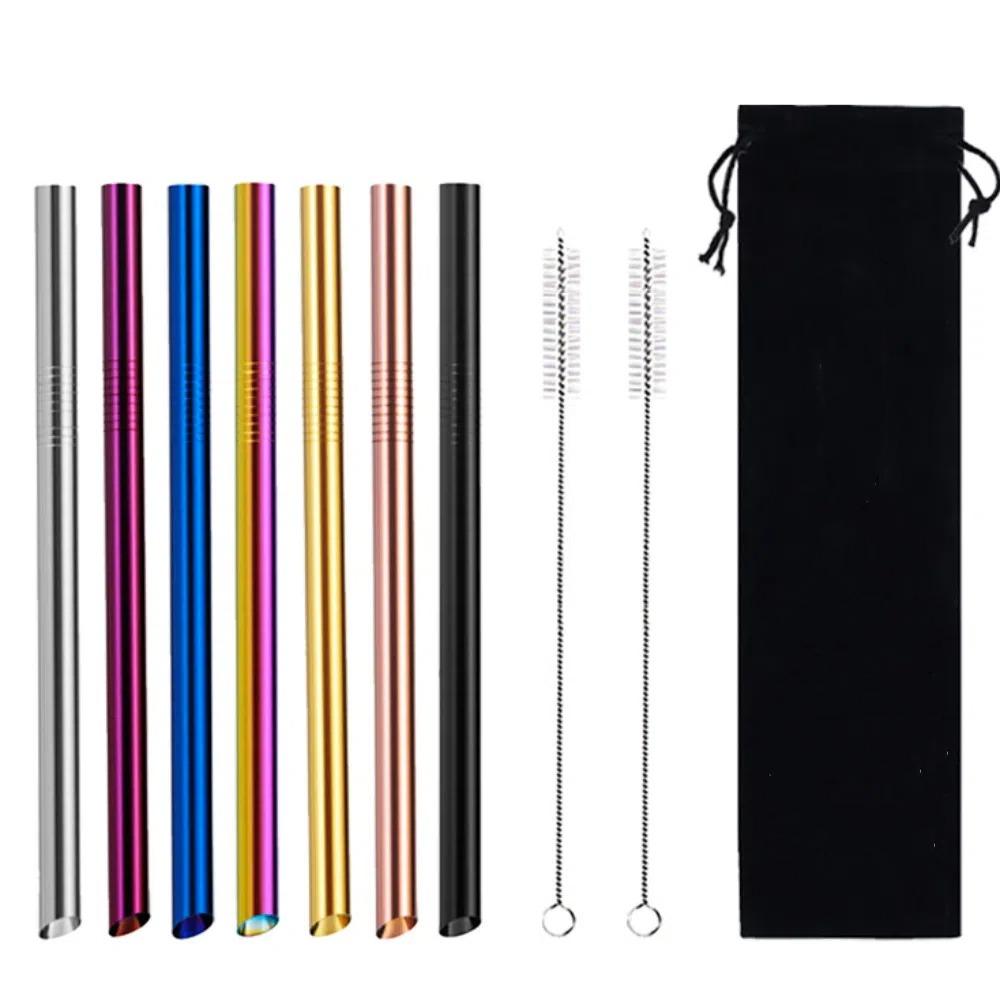 304 Stainless Steel Metal Straw 12mm Cold Drink Tube Stir Tube  For Bubble Tea Tapioca Pearl