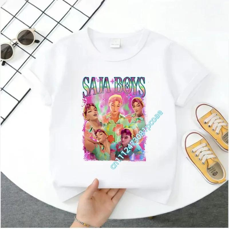 2026 New K-POP Saja Boys Print Short-Sleeved Spring Summer Clothing for Boys and Girls Cute Cotton T-shirt for Boys and Girls