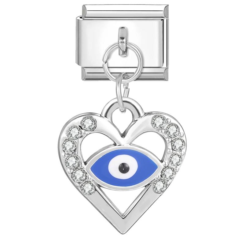 Синий Клетчатый Бабочка Дьявольские Глаза Цветы Кошка Сердце Итальянские Шармы Звенья Подходят для Браслета из Нержавеющей Стали 9 мм Женщины DIY Изготовление Подарки