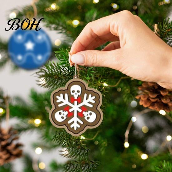 Wooden Skull Holiday Pendants 12/24/36Pcs Christmas Ornaments, Skeleton Gingerbread Tree Decorations, Gothic Creative Man Ornaments Wooded Hanging