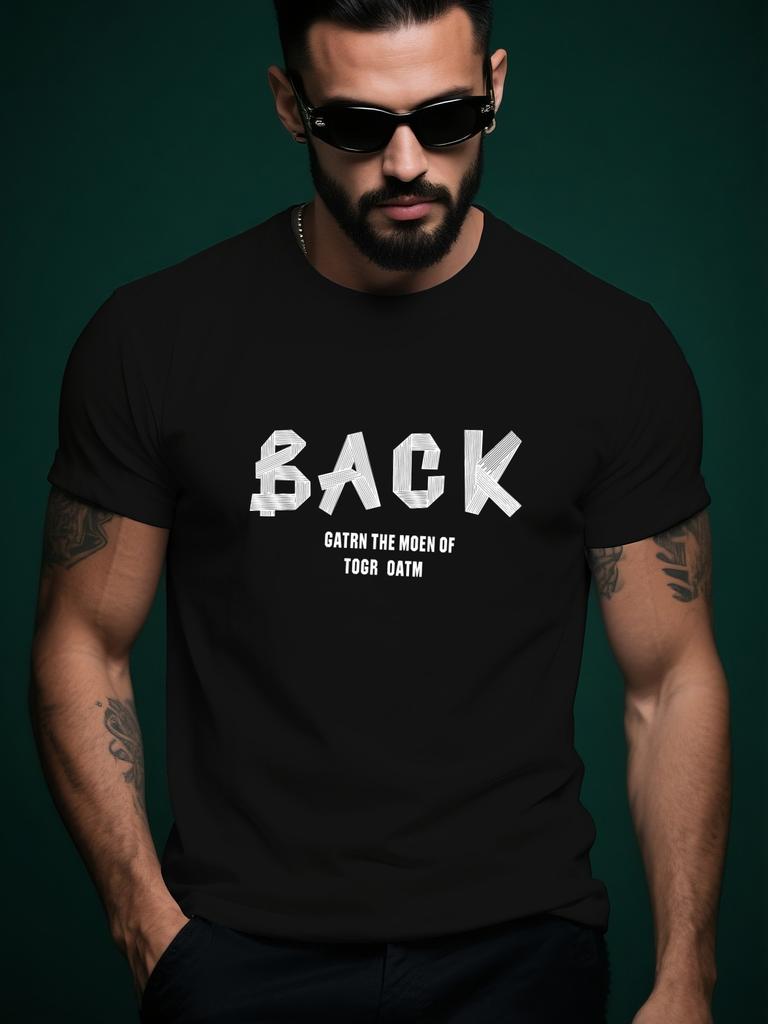BACK Design Logo Trendy Streetwear Summer Casual Round Ne...