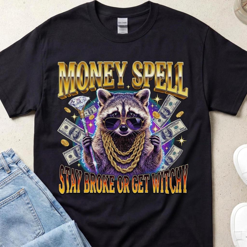 Money Spell Shirt, Funny Rich Witch Graphic Tee, New Job Spell T-Shirt, Career Manifestation Apparel, Celestial Craft Gift Top