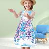 Girls 3D Print Dresses Kids Girl Party Sleeveless Princess Dress Tank 3D Print Flower Strips Dress
