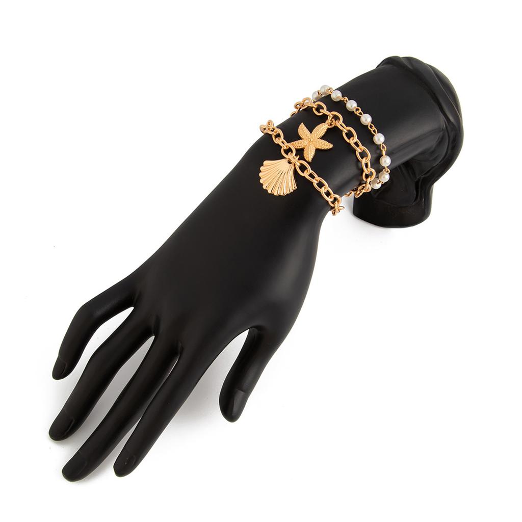 Bohemian Seashells Starfish Pearls Necklace Set Adjustable Tassels Clavicle Chain Beach Jewelry Accessory for Women