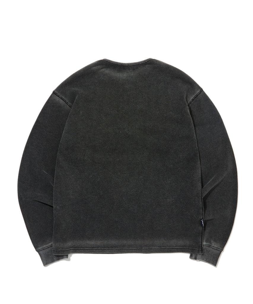 PENFIELD Vintage Washed Waffle Button Henley Neck Long Sleeve T-Shirt Charcoal_Fs1Kt07U