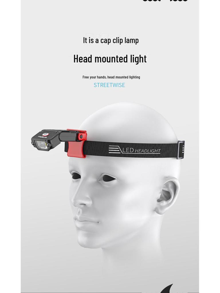 Сверхлегкий перезаряжаемый налобный фонарь с зажимом для крышки для ночной рыбалки