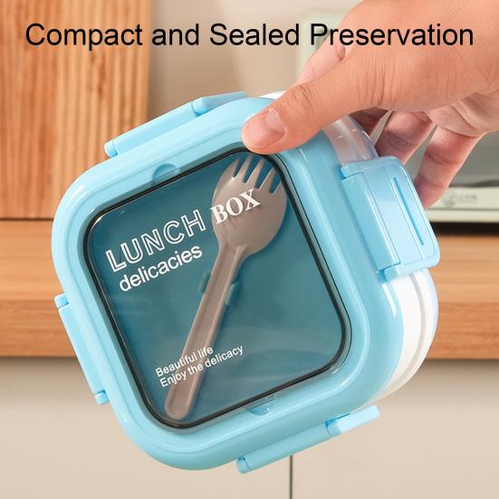 Взрослый ланч-бокс из пищевой нержавеющей стали, контейнер для обеда, два штабелируемых герметичных отделения, безопасен для микроволновой печи и посудомоечной машины, обед