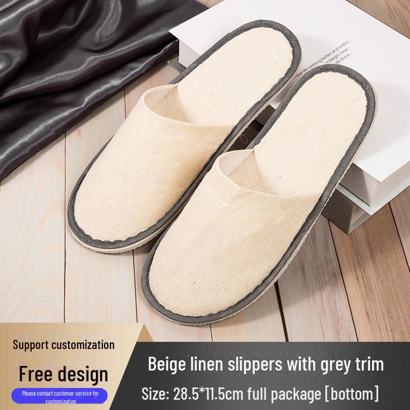 Четырехсезонные нескользящие тапочки из хлопка и льна для отелей и салонов красоты