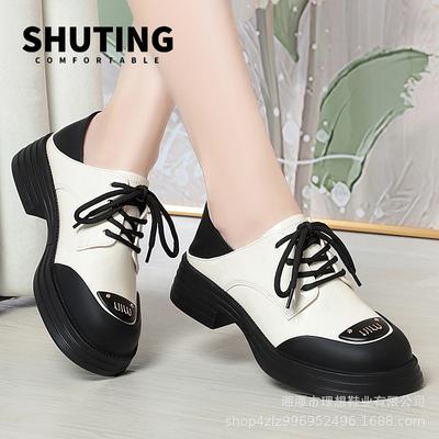 Разноцветные лоферы на шнуровке, женские туфли на платформе, весенние туфли из мягкой кожи в британском стиле, повседневные, удобные, модные, с низким верхом