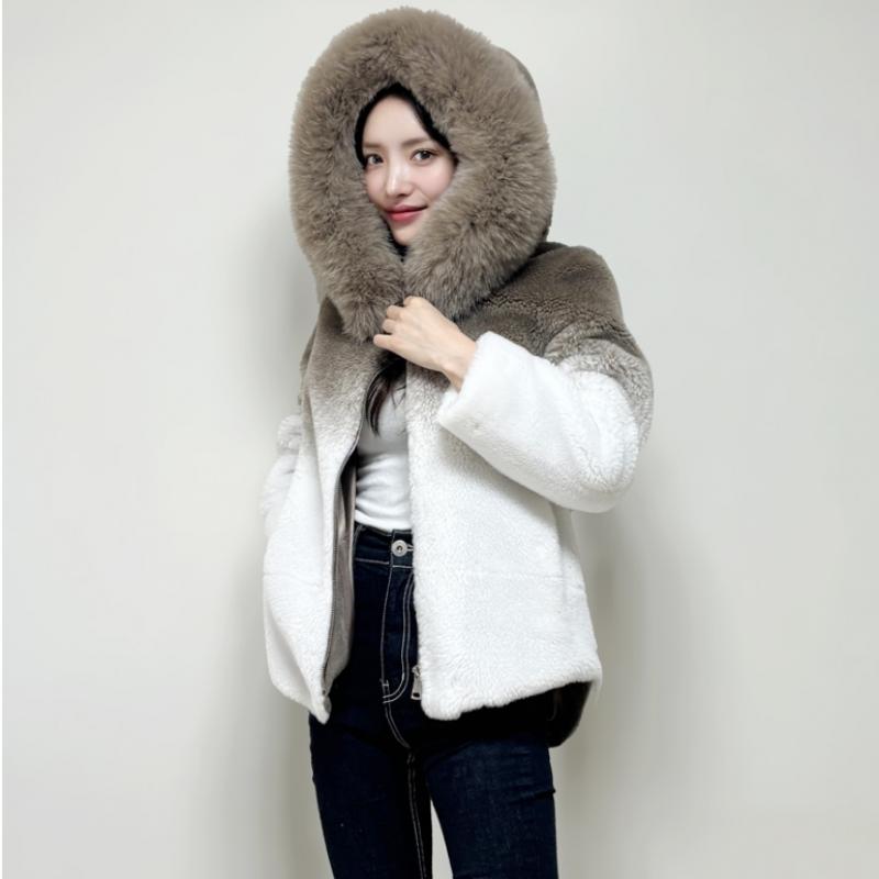 La Belle Shinyoung Fur Real Fox Hood Wool Fleece Jacket Lb104jk 1
