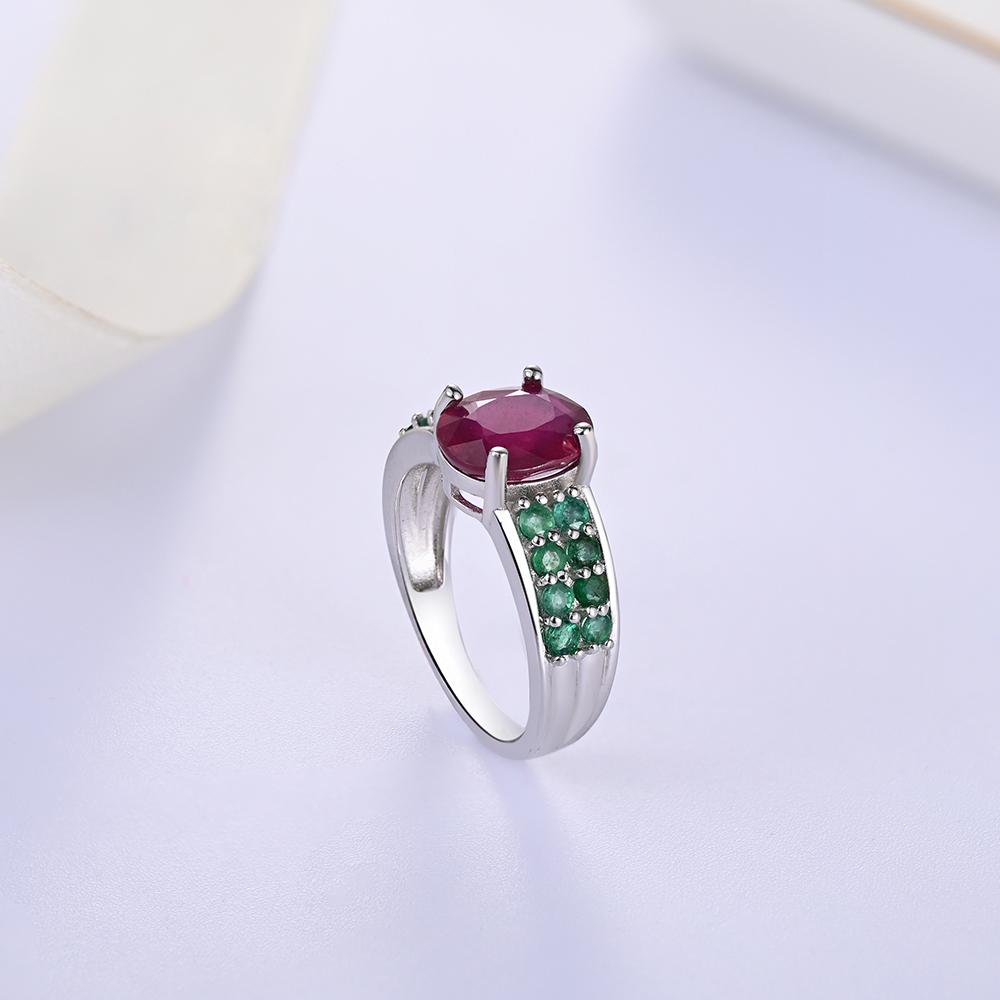 Beautiful Precious Natural Rubies Paired with Green Emerald Rings Luxury Weddings & Anniversaries Gift for Women