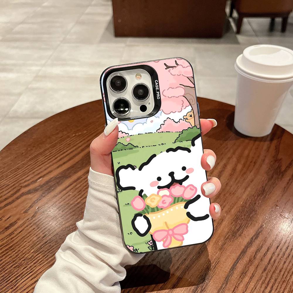 Мальтийская милая щенячья линия Для IPhone 17 16 15 14 13 12 11 Pro Max Plus Матовый цвет Задняя крышка телефона