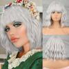 Short Curly Wavy Bob Wigs For Women Wig With Bangs Shoulder Length Synthetic Cosplay Party Wigs For Women Girls